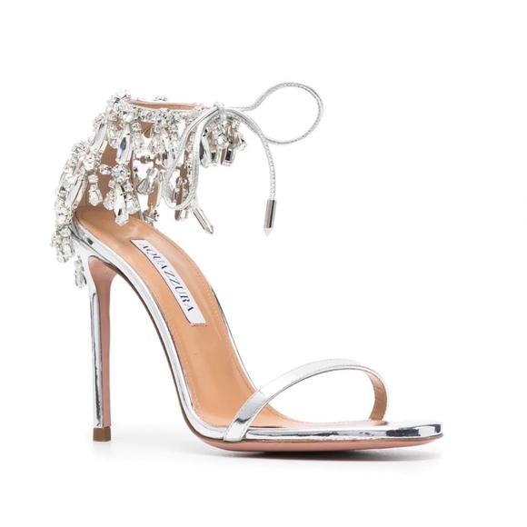 Aquazzura Silver Moonwalk Stiletto Sandals Heels / Current Season EU40/U… - Picture 13 of 16